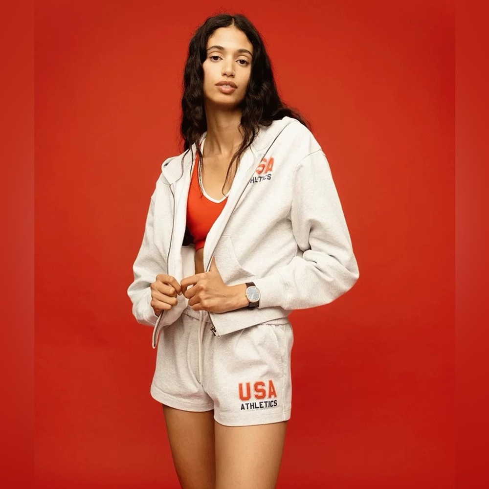 NWT Sporty & Rich USA Athletics Zip Hoodie